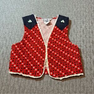 Vintage Good Lad’s Girls Red Floral Quilted Vest 2T